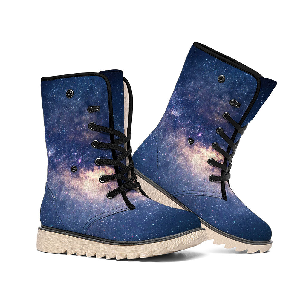 Dark Milky Way Galaxy Space Print Winter Boots