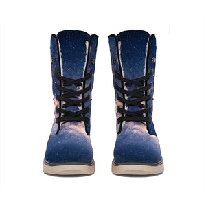 Dark Milky Way Galaxy Space Print Winter Boots