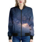 Dark Milky Way Galaxy Space Print Women's Bomber Jacket