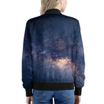 Dark Milky Way Galaxy Space Print Women's Bomber Jacket