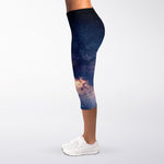 Dark Milky Way Galaxy Space Print Women's Capri Leggings