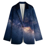 Dark Milky Way Galaxy Space Print Women's Cotton Blazer