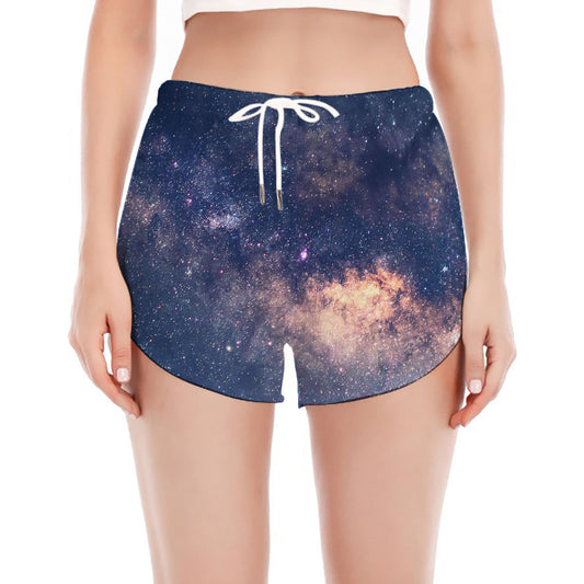 Dark Milky Way Galaxy Space Print Women's Split Running Shorts