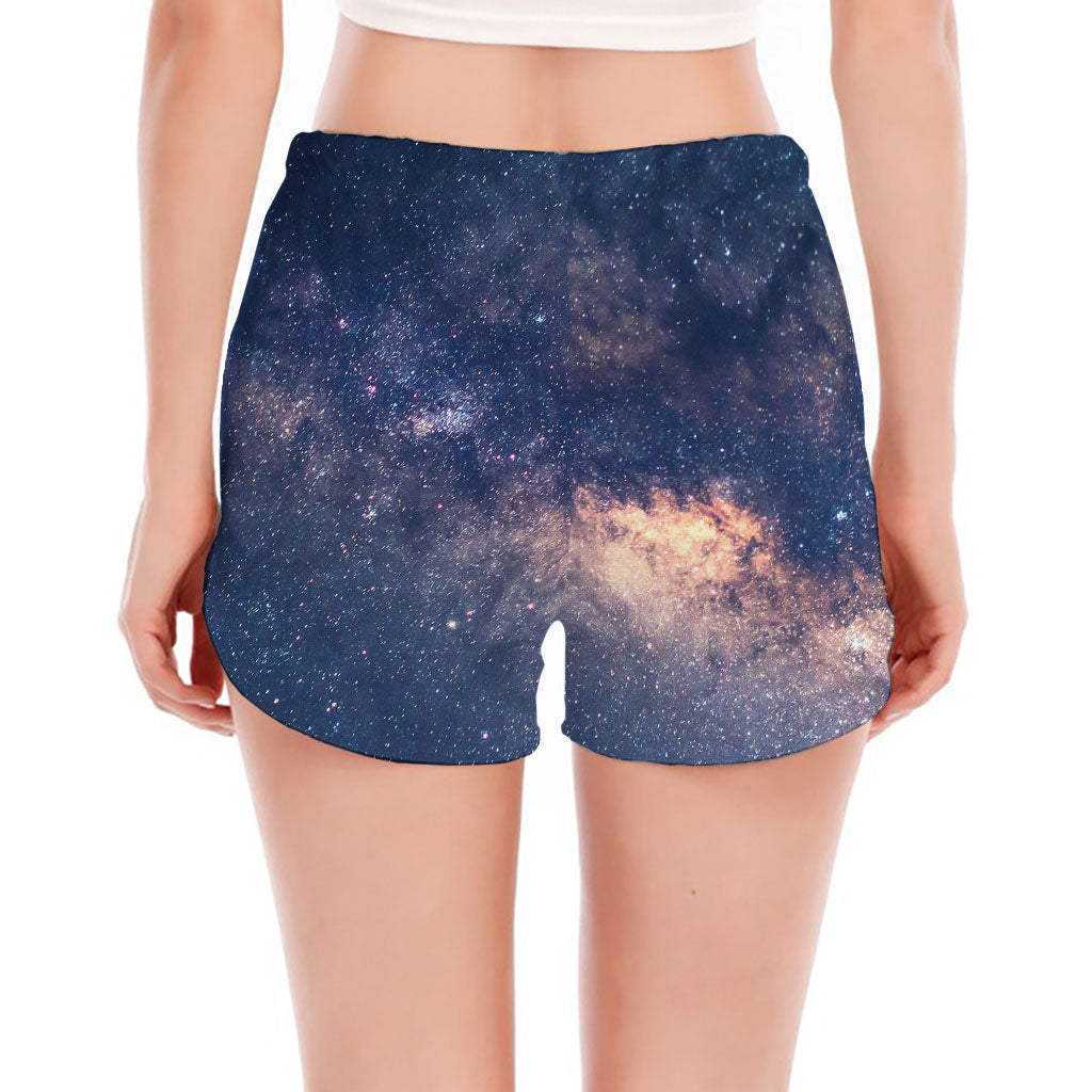 Dark Milky Way Galaxy Space Print Women's Split Running Shorts