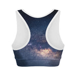 Dark Milky Way Galaxy Space Print Women's Sports Bra
