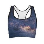 Dark Milky Way Galaxy Space Print Women's Sports Bra