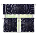 Dark Navy Metal Spiral Print 3 Piece Kitchen Curtains