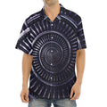 Dark Navy Metal Spiral Print Aloha Shirt