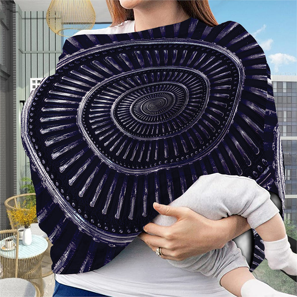 Dark Navy Metal Spiral Print Baby Seat Cover