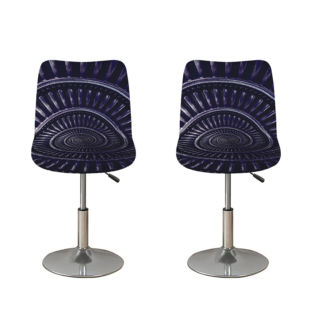 Dark Navy Metal Spiral Print Bar Stool Covers