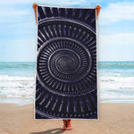 Dark Navy Metal Spiral Print Beach Towel