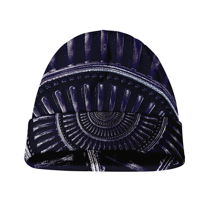 Dark Navy Metal Spiral Print Beanie