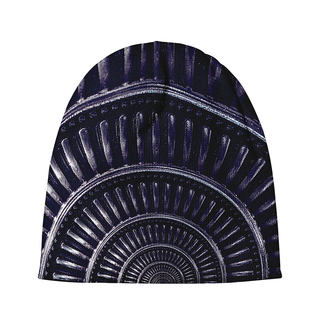 Dark Navy Metal Spiral Print Beanie