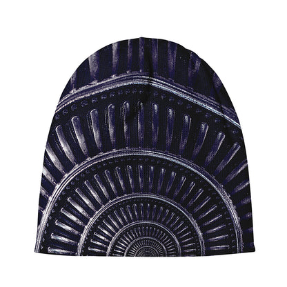 Dark Navy Metal Spiral Print Beanie