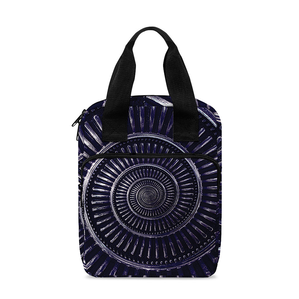 Dark Navy Metal Spiral Print Bible Tote Bag