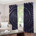 Dark Navy Metal Spiral Print Dimout Grommet Curtains