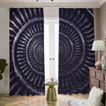 Dark Navy Metal Spiral Print Dimout Pencil Pleat Curtains