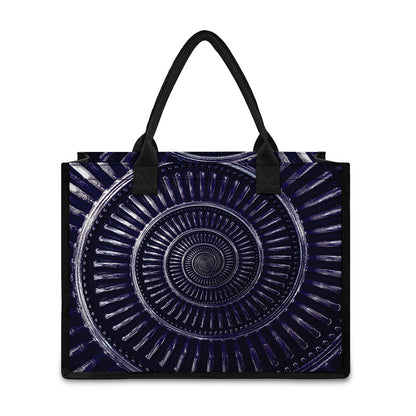 Dark Navy Metal Spiral Print Canvas Tote Bag
