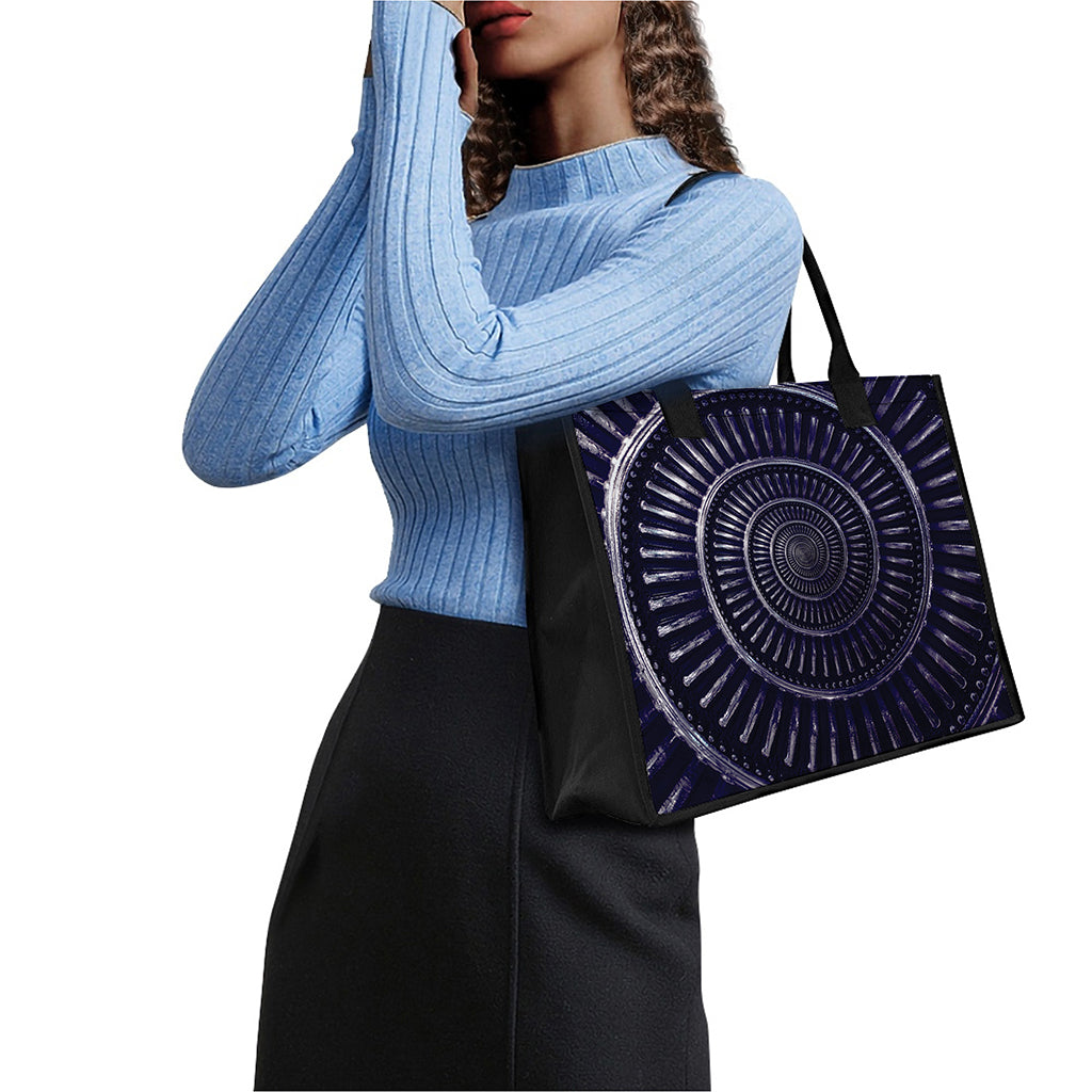 Dark Navy Metal Spiral Print Canvas Tote Bag