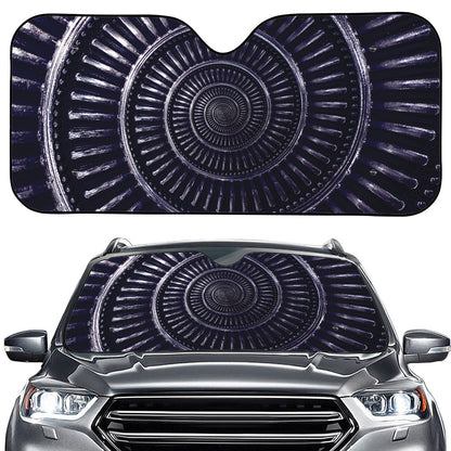 Dark Navy Metal Spiral Print Car Windshield Sun Shade