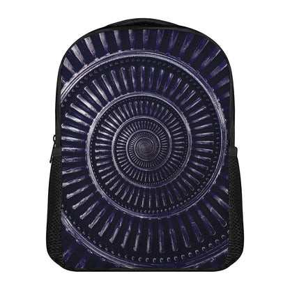 Dark Navy Metal Spiral Print Casual Backpack