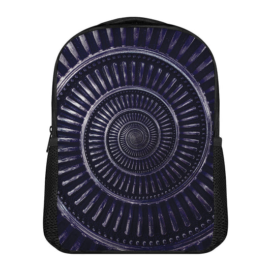 Dark Navy Metal Spiral Print Casual Backpack
