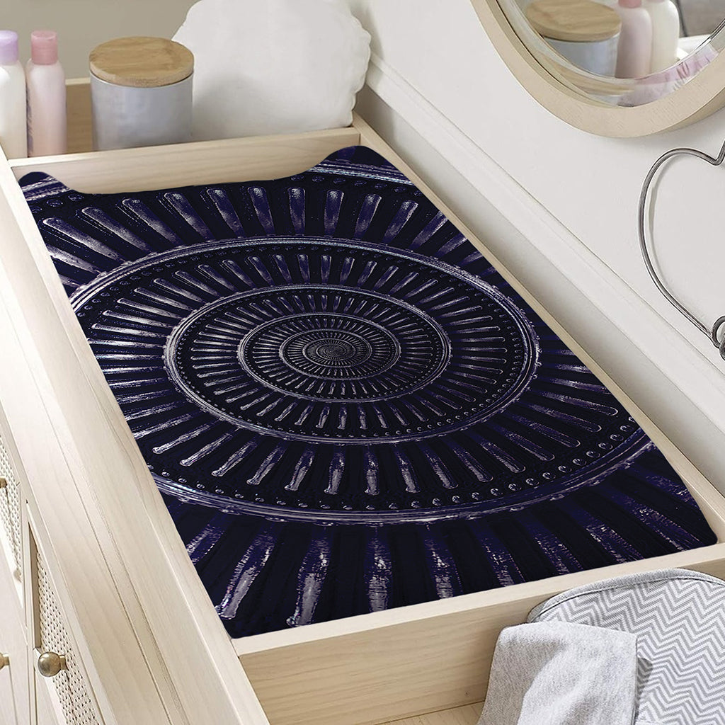 Dark Navy Metal Spiral Print Changing Pad Cover