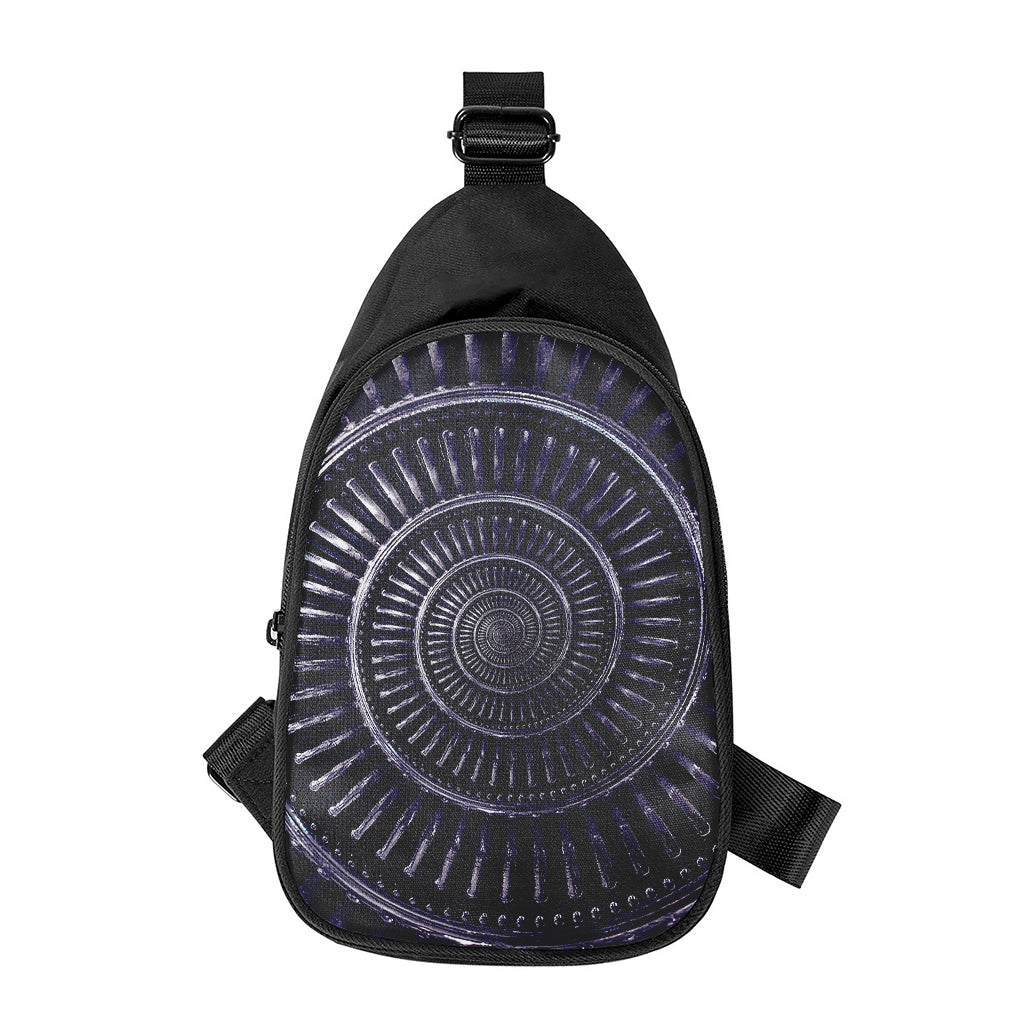 Dark Navy Metal Spiral Print Chest Bag