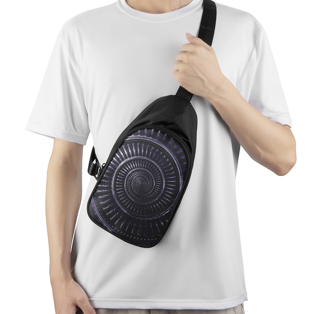 Dark Navy Metal Spiral Print Chest Bag