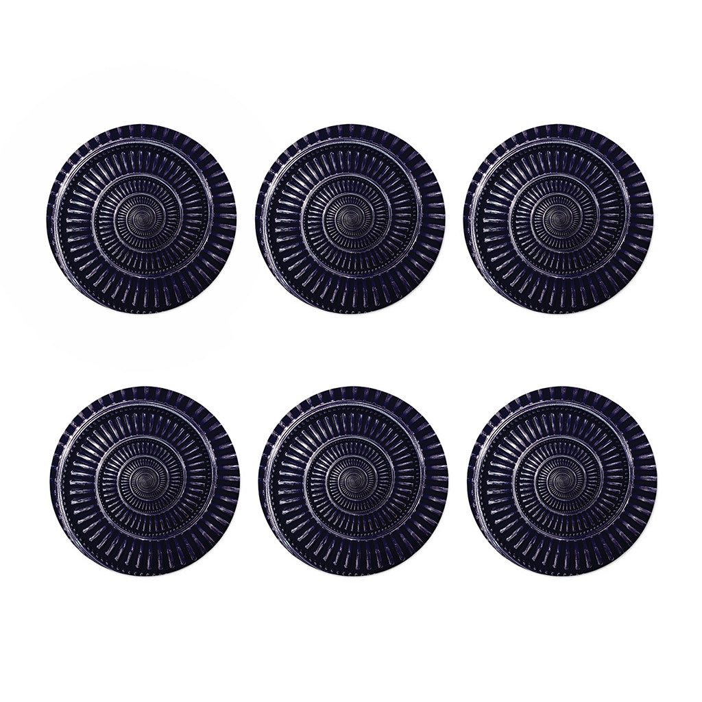 Dark Navy Metal Spiral Print Coaster Set