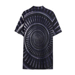 Dark Navy Metal Spiral Print Cotton Hawaiian Shirt