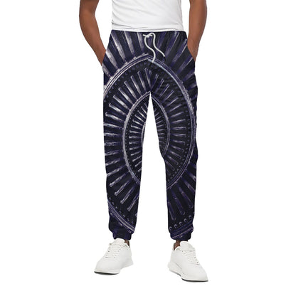 Dark Navy Metal Spiral Print Cotton Pants