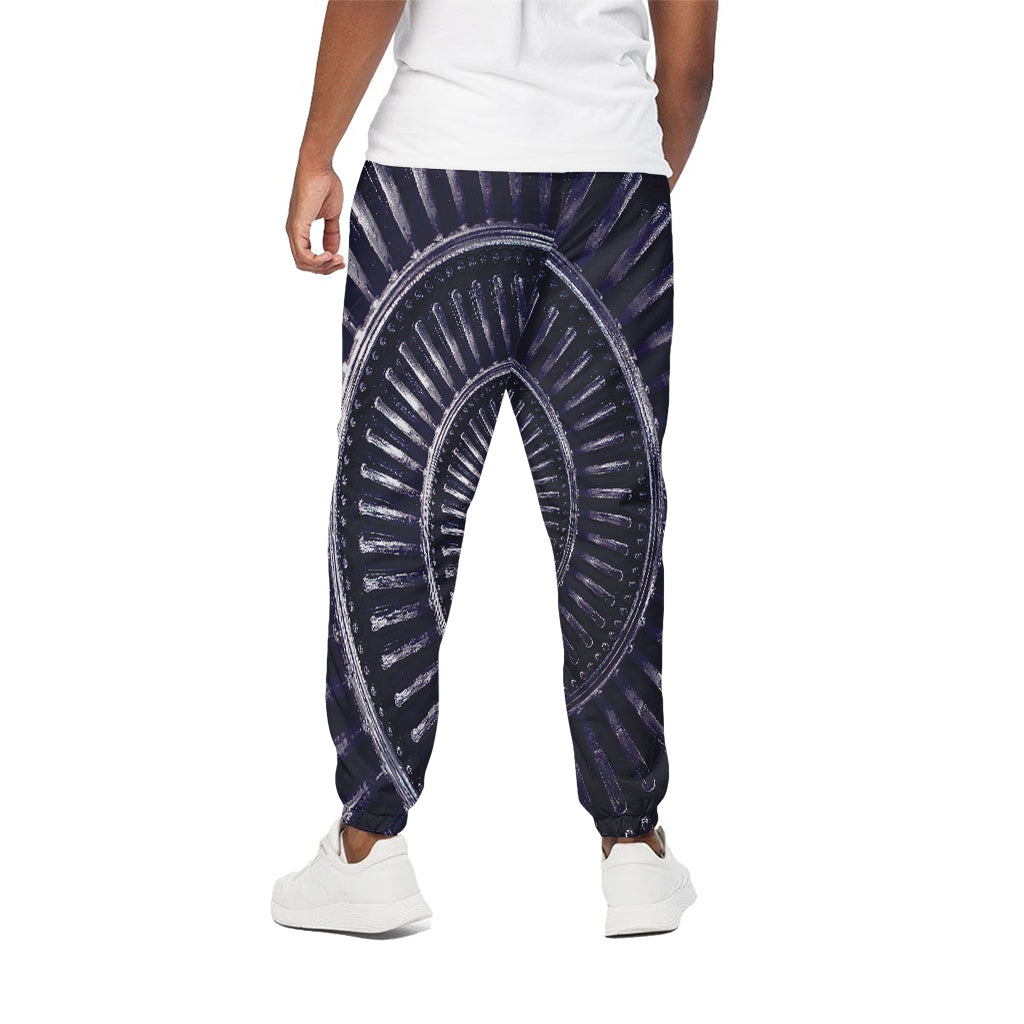 Dark Navy Metal Spiral Print Cotton Pants