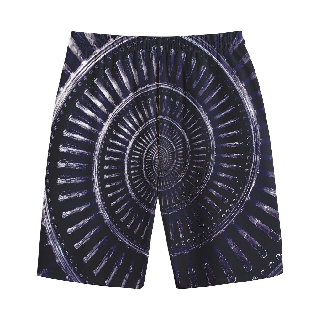 Dark Navy Metal Spiral Print Cotton Shorts