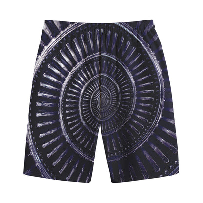 Dark Navy Metal Spiral Print Cotton Shorts