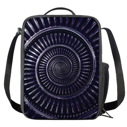 Dark Navy Metal Spiral Print Crossbody Lunch Bag