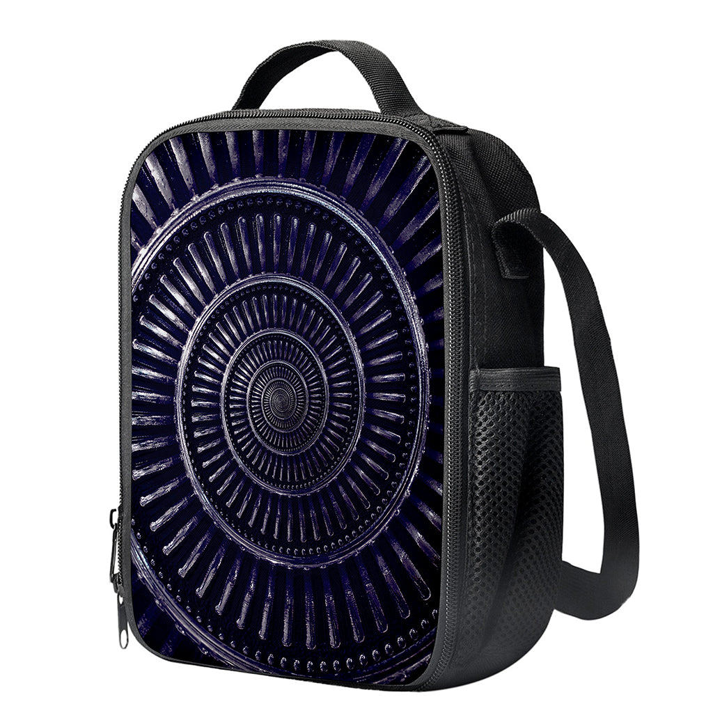 Dark Navy Metal Spiral Print Crossbody Lunch Bag