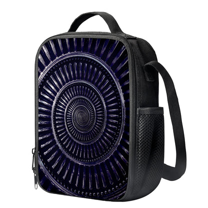 Dark Navy Metal Spiral Print Crossbody Lunch Bag