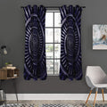 Dark Navy Metal Spiral Print Grommet Curtain Panels