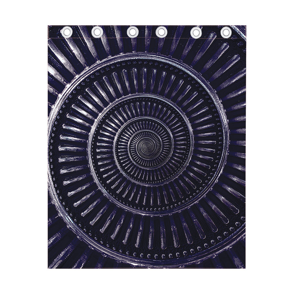 Dark Navy Metal Spiral Print Curtain