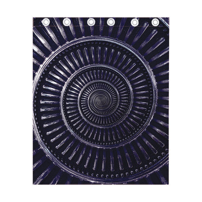 Dark Navy Metal Spiral Print Curtain