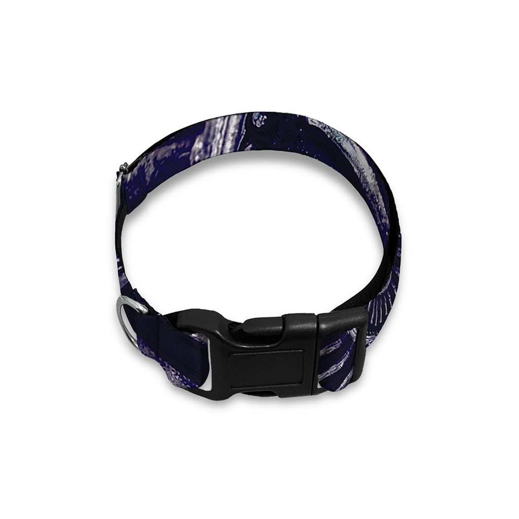 Dark Navy Metal Spiral Print Dog Collar