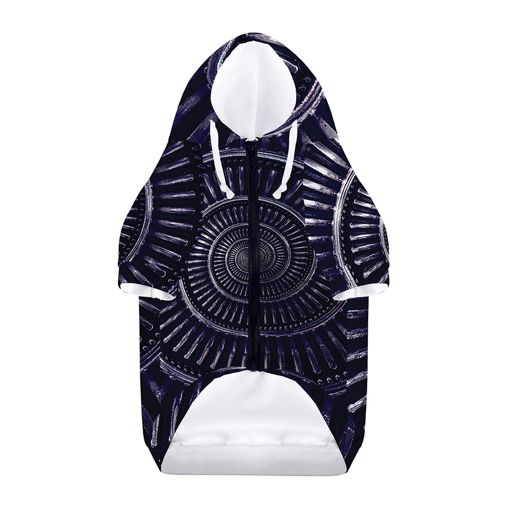 Dark Navy Metal Spiral Print Dog Zip Up Hoodie