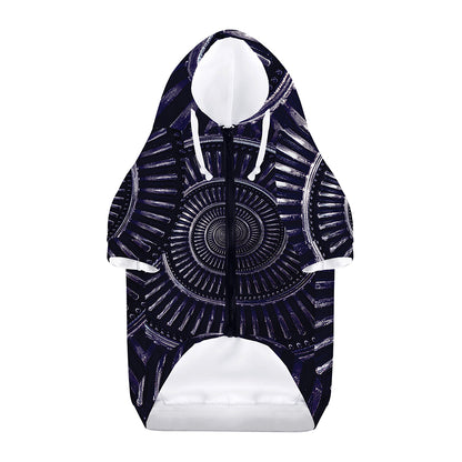 Dark Navy Metal Spiral Print Dog Zip Up Hoodie