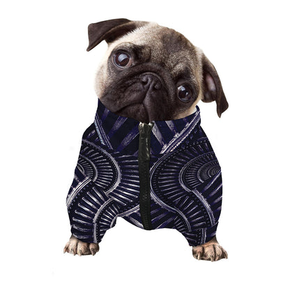 Dark Navy Metal Spiral Print Dog Zip Up Jacket