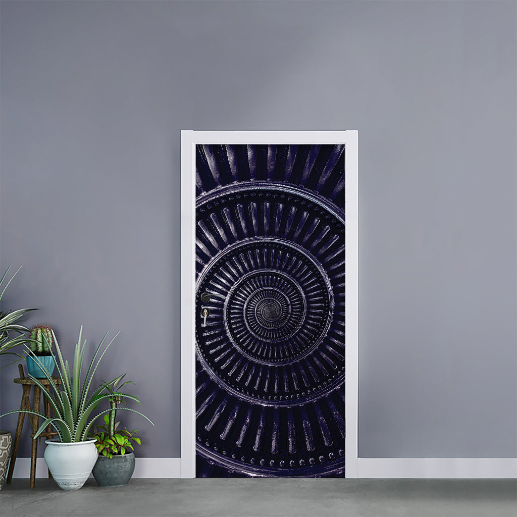 Dark Navy Metal Spiral Print Door Sticker