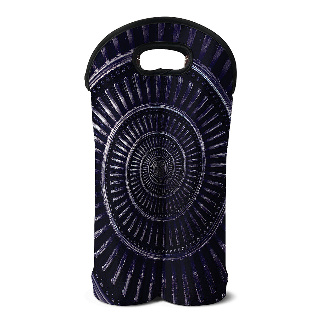 Dark Navy Metal Spiral Print Double Neoprene Wine Tote