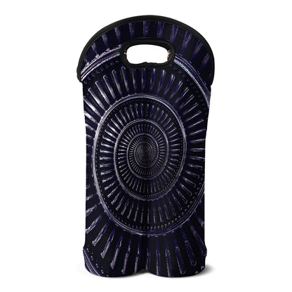 Dark Navy Metal Spiral Print Double Neoprene Wine Tote