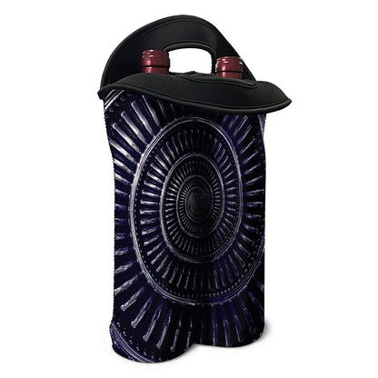 Dark Navy Metal Spiral Print Double Neoprene Wine Tote