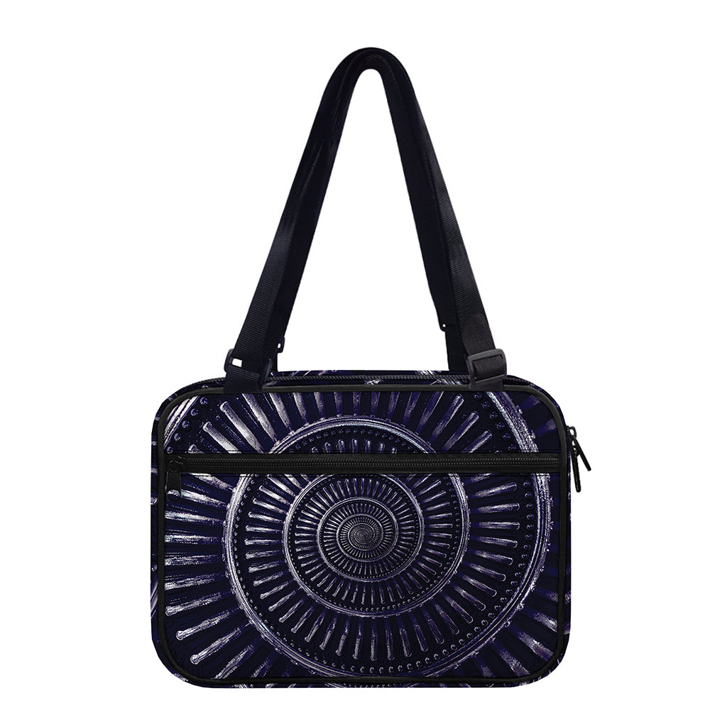Dark Navy Metal Spiral Print Double Strap Bible Bag